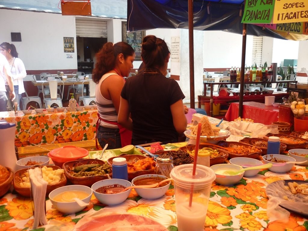 Stand de nourriture marché Mexico