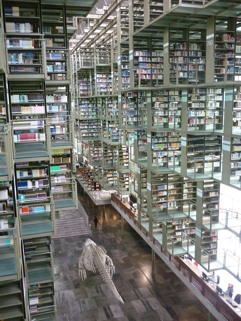 Bibliothèque Vasconselos avec le squelette de baleine - Mexico