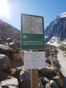 Sentier fermé au Mont Edith Cavell à Jasper