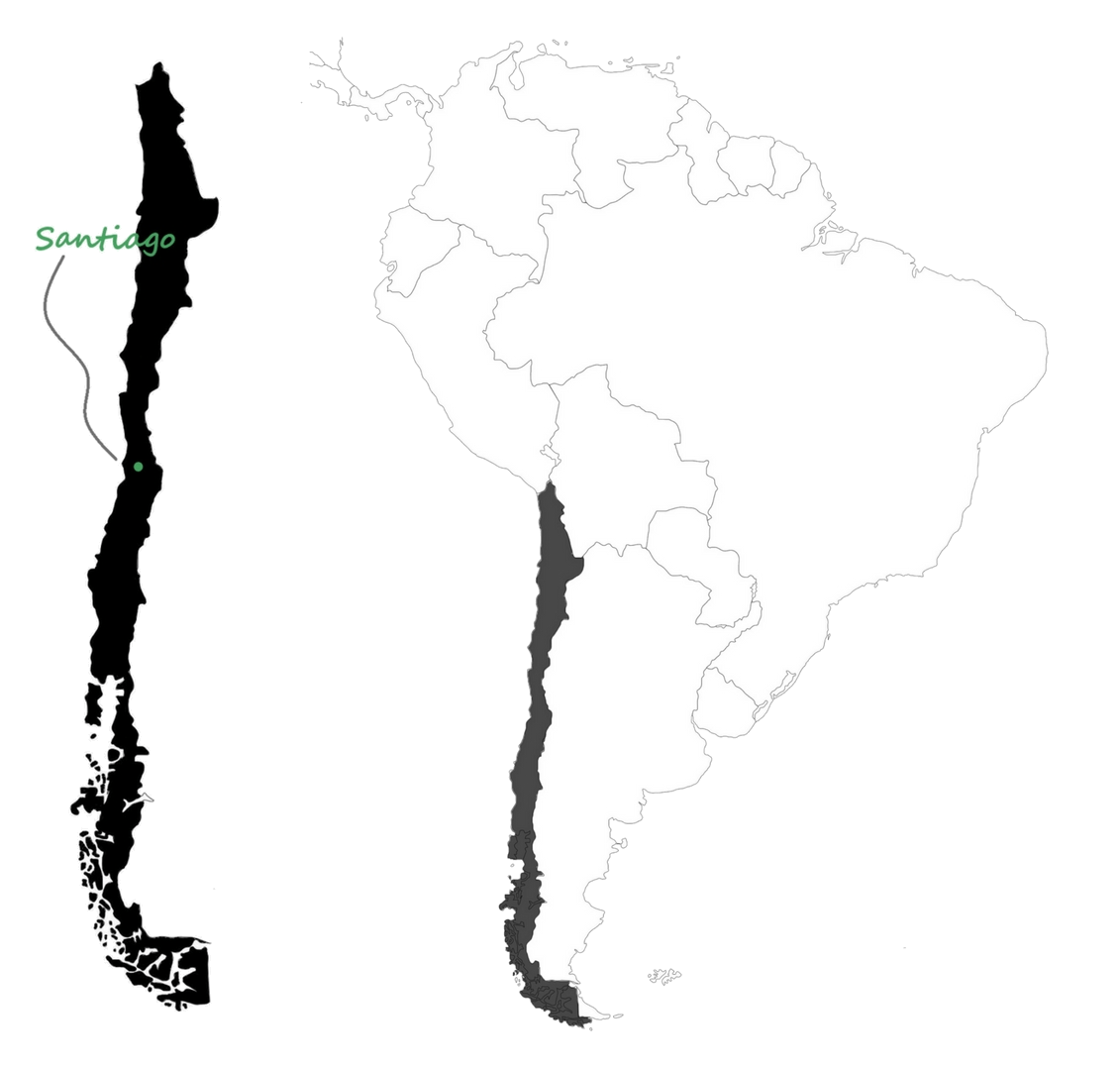 Carte Santiago, Chili - Amérique du Sud - Journal de bord au Chili